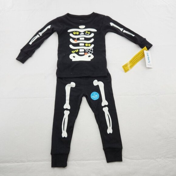 Carters Baby Size 18 Months 2-Piece Halloween Skeleton Snug Fit Cotton PJ Set - Picture 1 of 4
